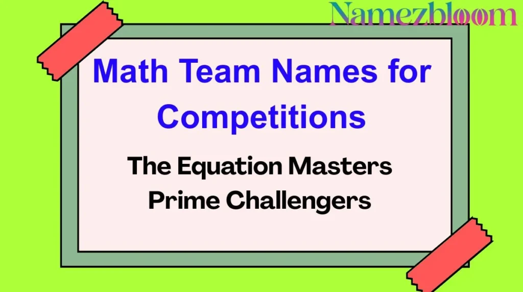 Math Team Names for Competitions