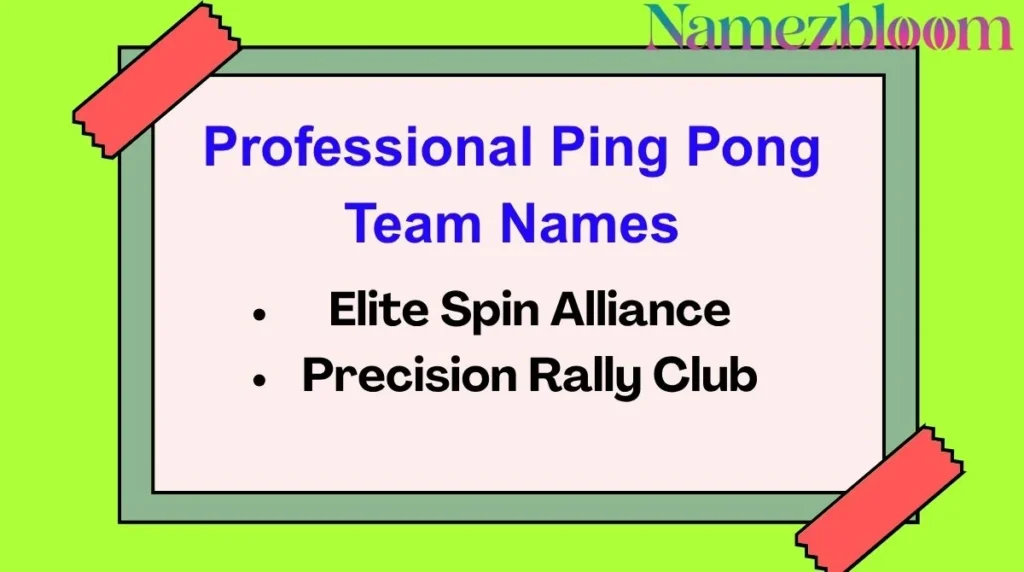 Professional Ping Pong Team Names