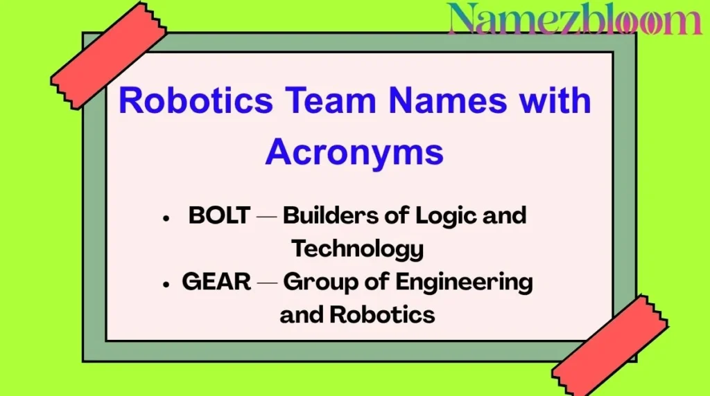 Robotics Team Names with Acronyms