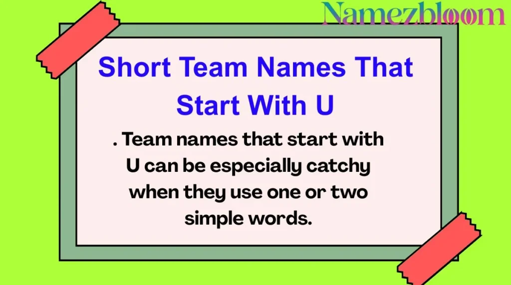 Short Team Names That Start With U