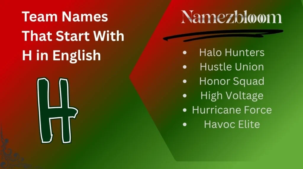 Team Names That Start With H in English