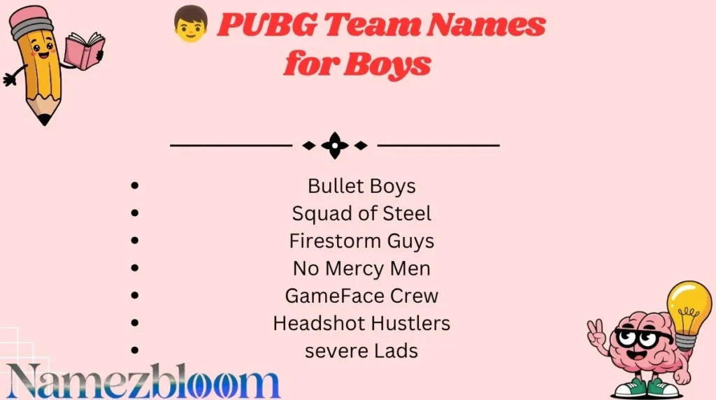 👦 PUBG Team Names for Boys