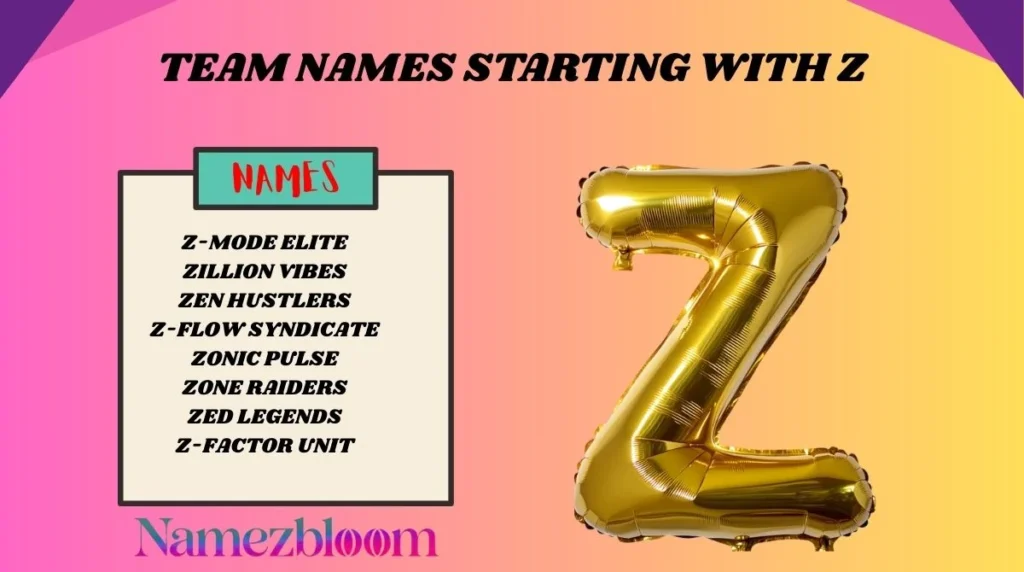 Team Names Starting With Z