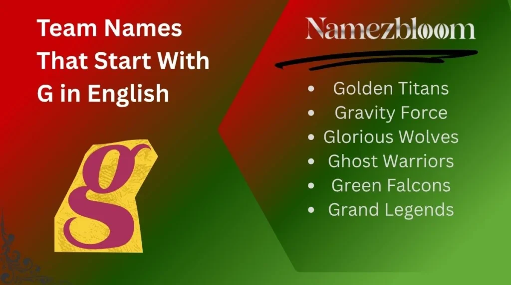 Team Names That Start With G in English