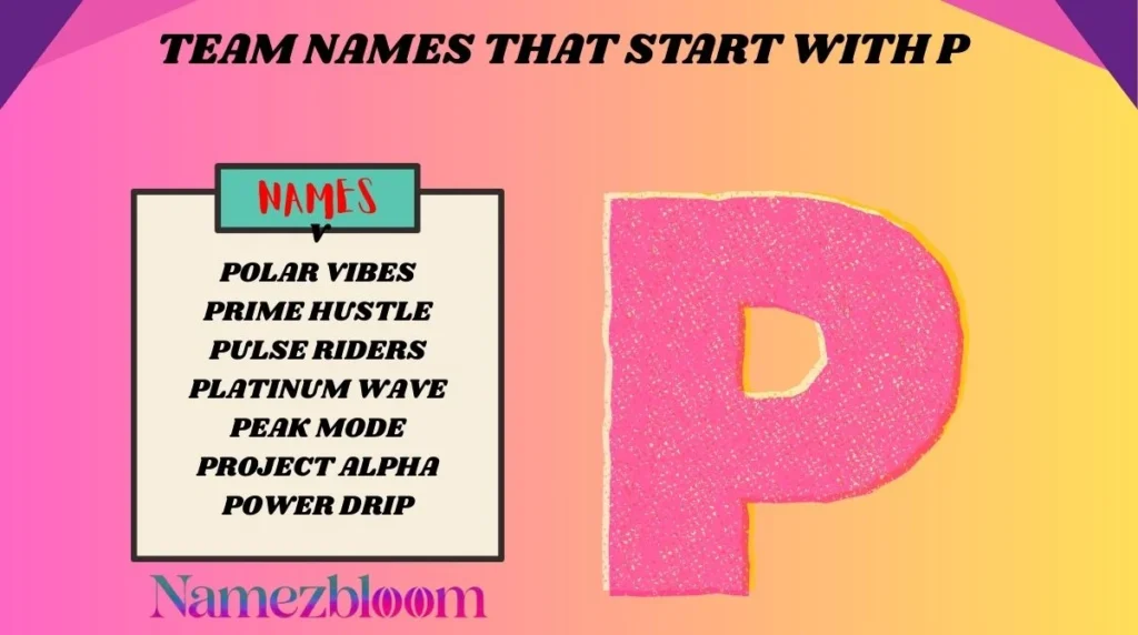 Team Names That Start With P